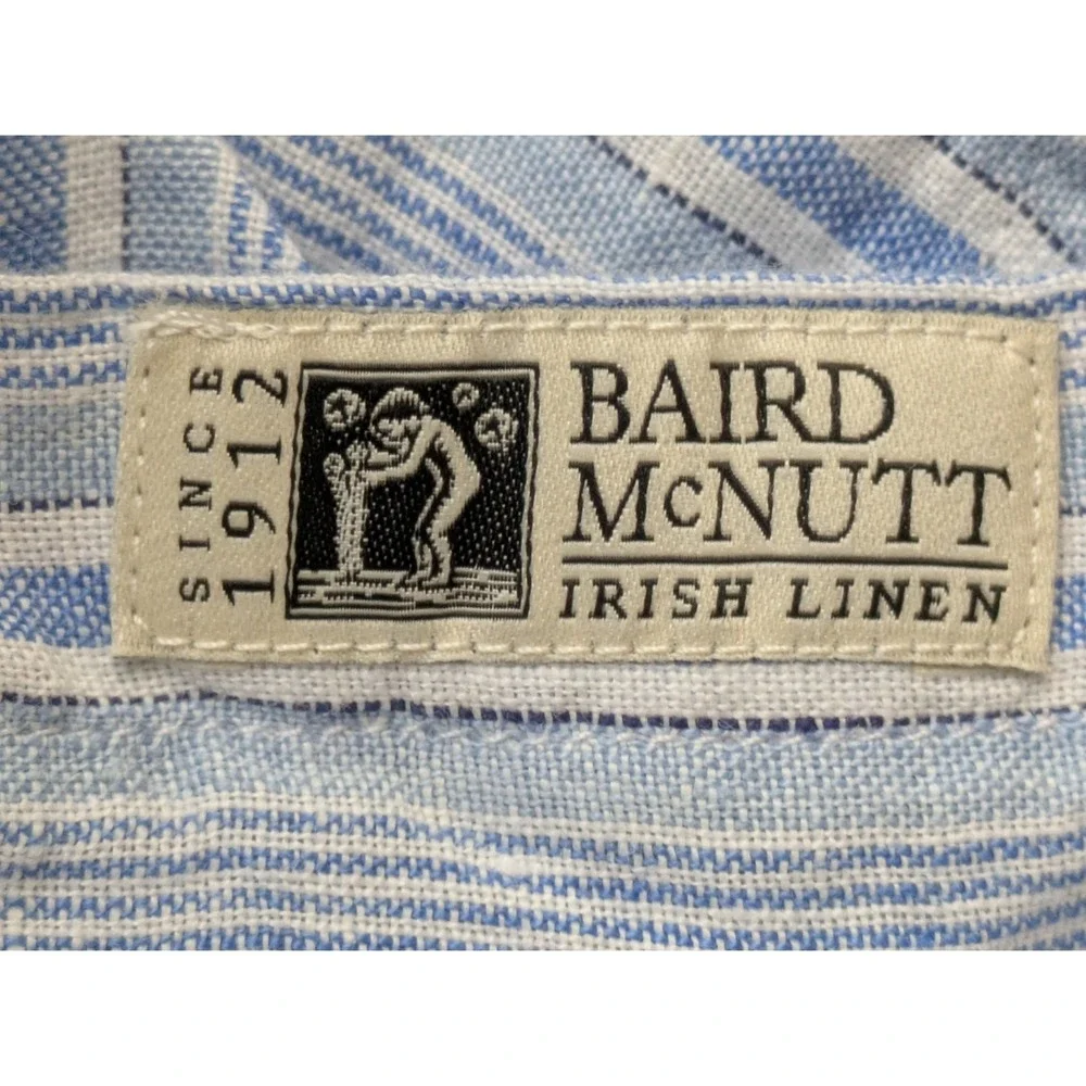 J. Crew Baird McNutt Irish Linen Shirt‎ Classic Fit Mens S Blue Stripe NWT BE554